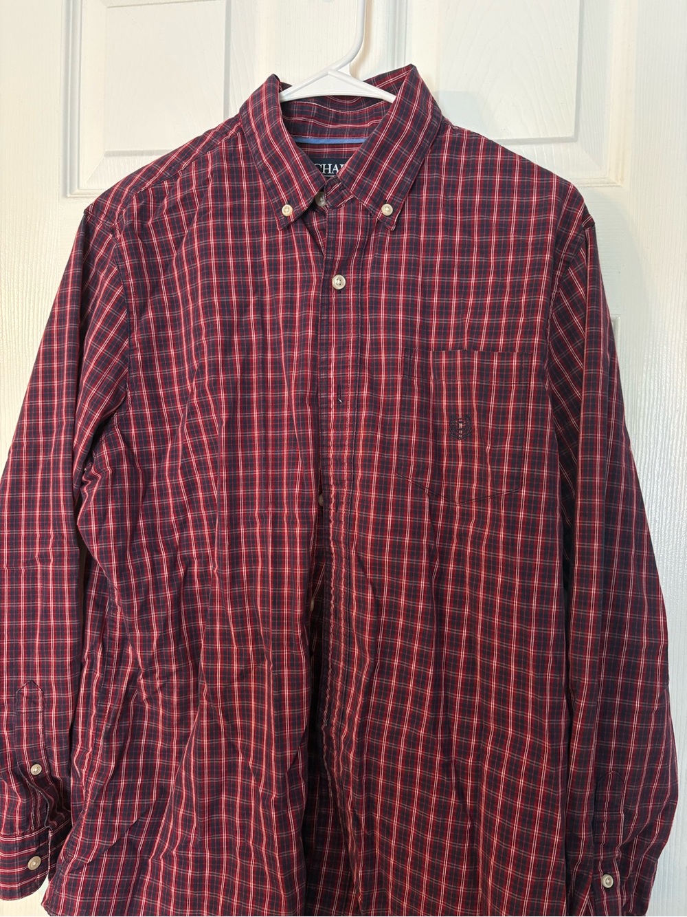 Chaps Red and Black Plaid Button-Down Shirt